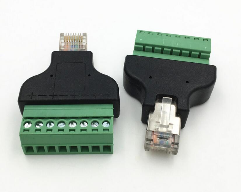 Ethernet 8P8C RJ45 Male Plug to AV Screw Terminal